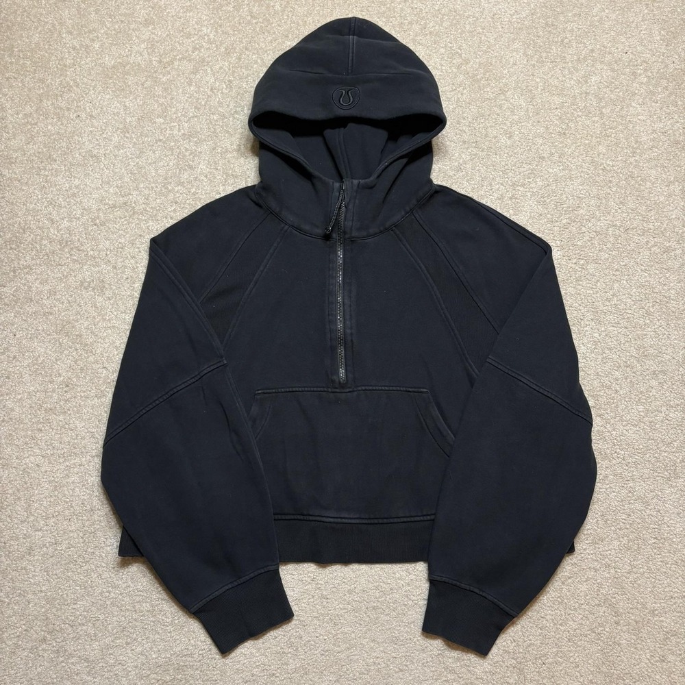Lululemon Scuba Hoodie Sweatshirt Womens XL/XXL Black Oversized 1/2 Zip Crop Fit